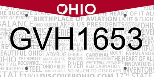 GVH1653 Ohio License Plate