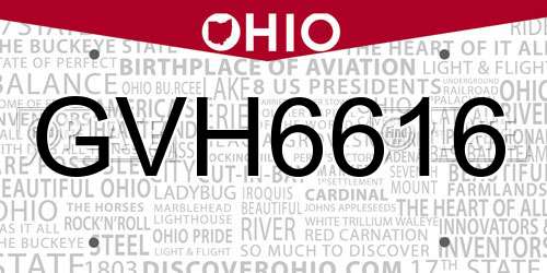 GVH6616 Ohio License Plate