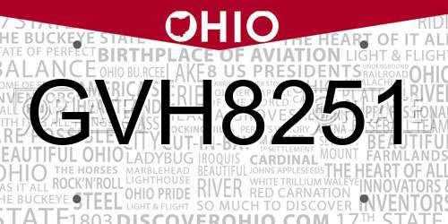 GVH8251 Ohio License Plate