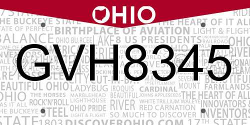 GVH8345 Ohio License Plate