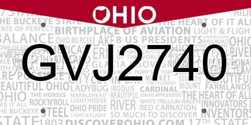GVJ2740 Ohio License Plate