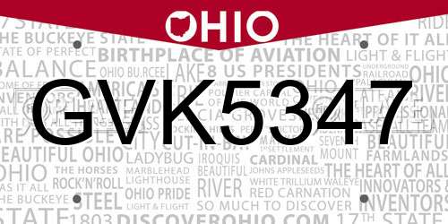 GVK5347 Ohio License Plate