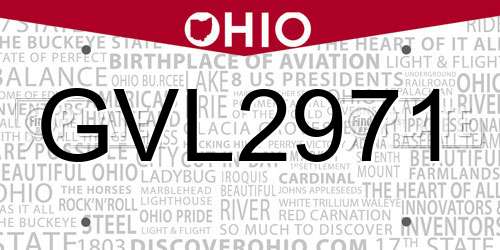 GVL2971 Ohio License Plate