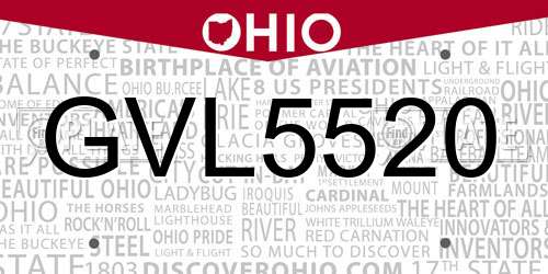 GVL5520 Ohio License Plate