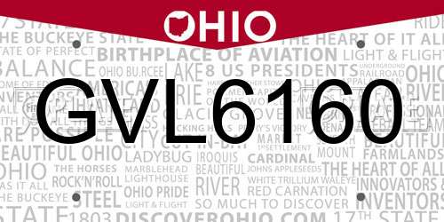 GVL6160 Ohio License Plate