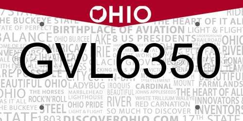 GVL6350 Ohio License Plate