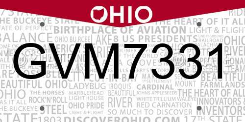 GVM7331 Ohio License Plate