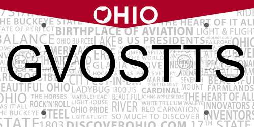 GVOSTTS Ohio License Plate