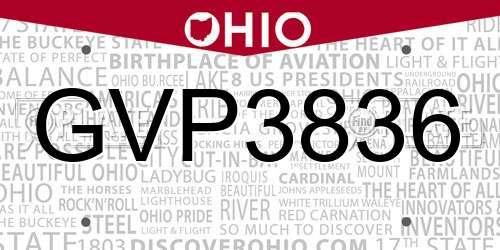 GVP3836 Ohio License Plate