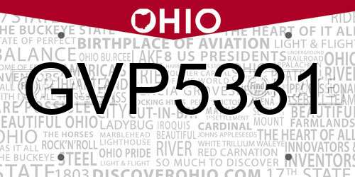 GVP5331 Ohio License Plate