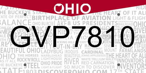 GVP7810 Ohio License Plate