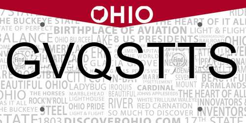 GVQSTTS Ohio License Plate