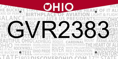 GVR2383 Ohio License Plate