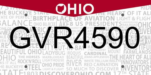 GVR4590 Ohio License Plate