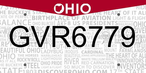GVR6779 Ohio License Plate