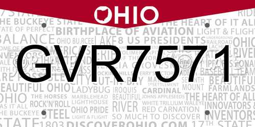 GVR7571 Ohio License Plate