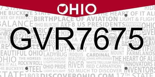 GVR7675 Ohio License Plate