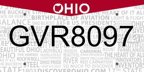 GVR8097 Ohio License Plate