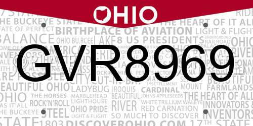 GVR8969 Ohio License Plate