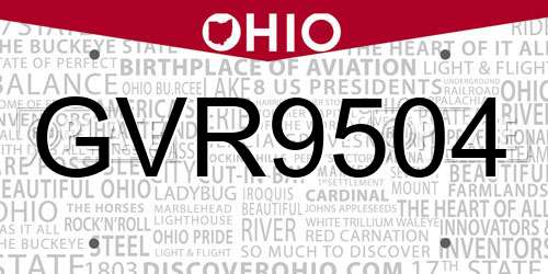 GVR9504 Ohio License Plate