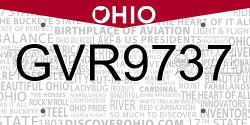 GVR9737 Ohio License Plate