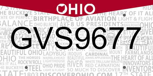 GVS9677 Ohio License Plate