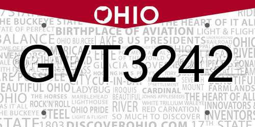 GVT3242 Ohio License Plate