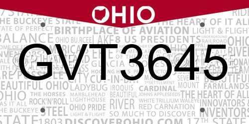 GVT3645 Ohio License Plate