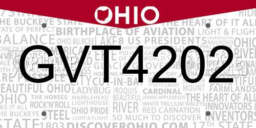 GVT4202 Ohio License Plate
