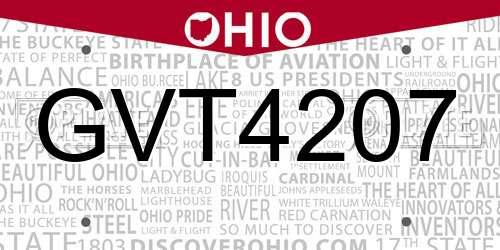 GVT4207 Ohio License Plate