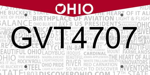 GVT4707 Ohio License Plate