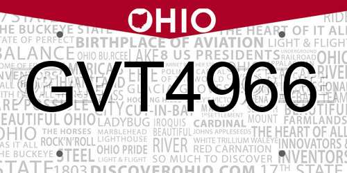 GVT4966 Ohio License Plate