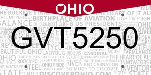 GVT5250 Ohio License Plate