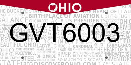 GVT6003 Ohio License Plate