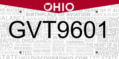 GVT9601 Ohio License Plate