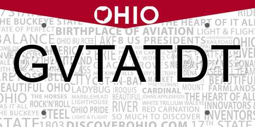 GVTATDT Ohio License Plate