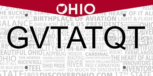 GVTATQT Ohio License Plate