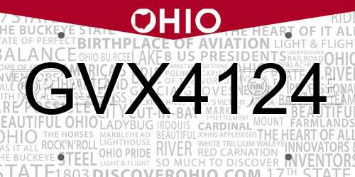 GVX4124 Ohio License Plate