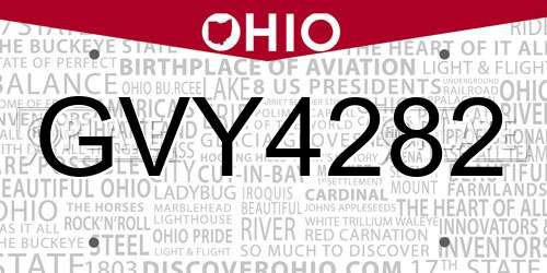 GVY4282 Ohio License Plate