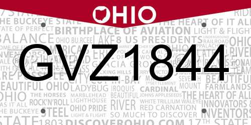 GVZ1844 Ohio License Plate