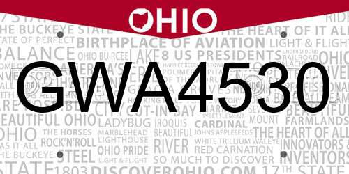 GWA4530 Ohio License Plate