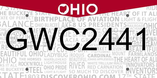 GWC2441 Ohio License Plate