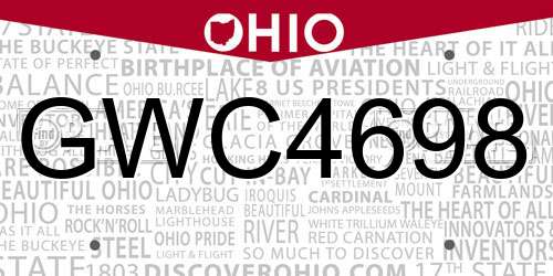 GWC4698 Ohio License Plate