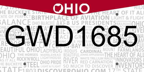 GWD1685 Ohio License Plate