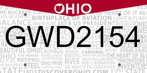 GWD2154 Ohio License Plate
