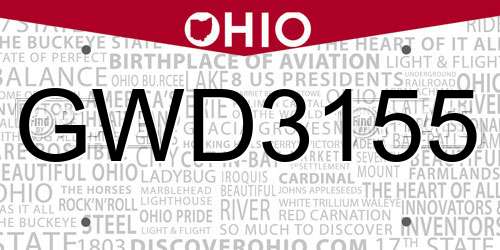 GWD3155 Ohio License Plate