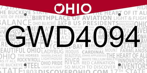 GWD4094 Ohio License Plate