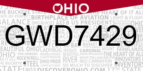 GWD7429 Ohio License Plate