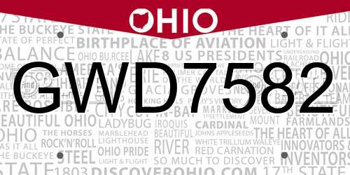 GWD7582 Ohio License Plate