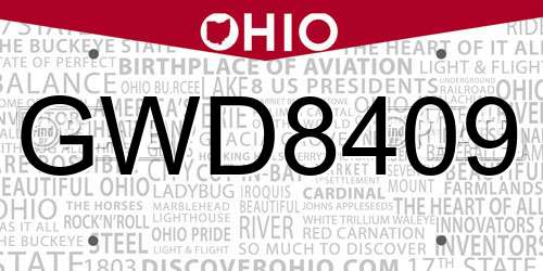 GWD8409 Ohio License Plate